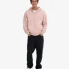 Bio-Kapuzenpullover mit Reißverschluss, Oversize – verblasstes Rosa