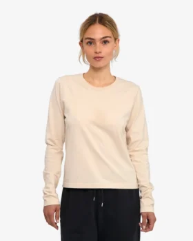 Bio-Langarm-T-Shirt für Damen – Elfenbeinweiß
