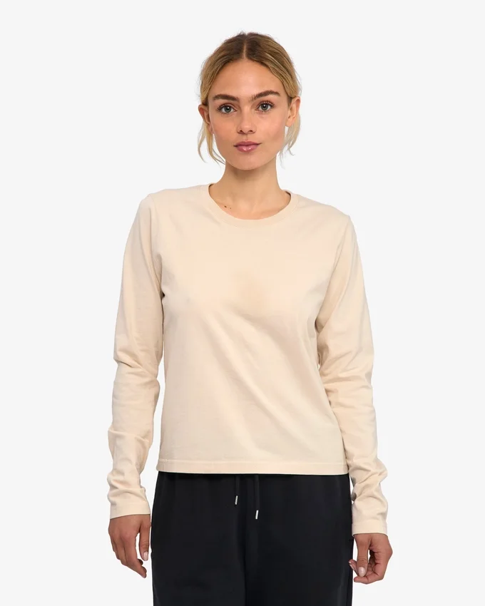 Bio-Langarm-T-Shirt für Damen – Elfenbeinweiß