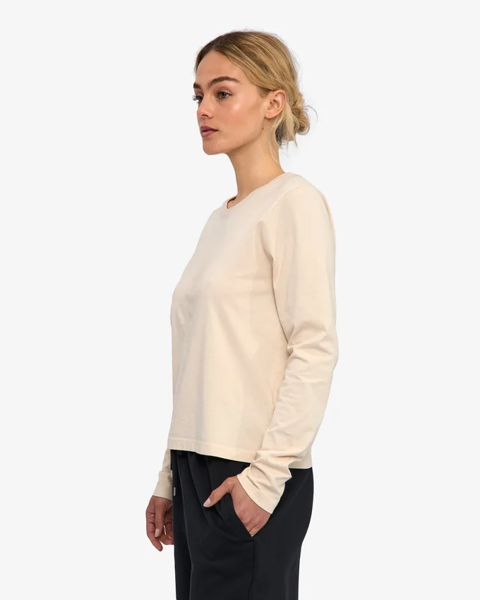 Bio-Langarm-T-Shirt für Damen – Elfenbeinweiß