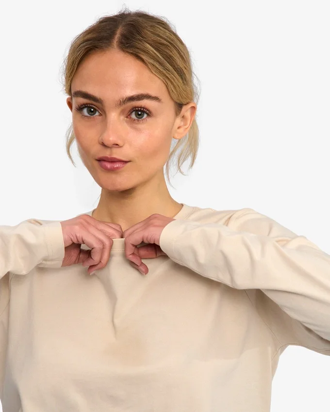 Bio-Langarm-T-Shirt für Damen – Elfenbeinweiß