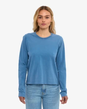 Bio-Langarm-T-Shirt für Damen – Faded Indigo
