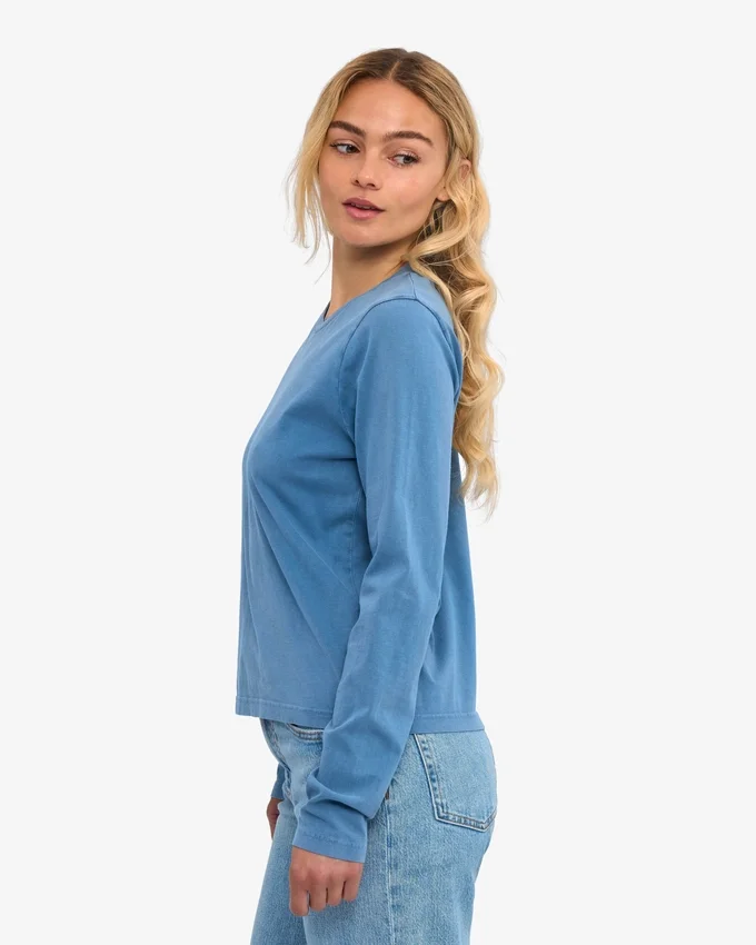 Bio-Langarm-T-Shirt für Damen – Faded Indigo