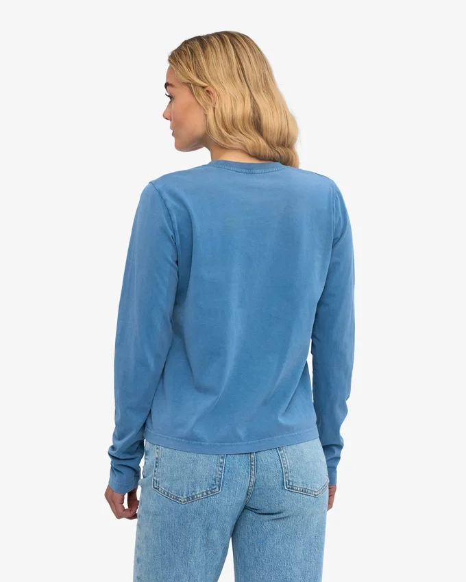 Bio-Langarm-T-Shirt für Damen – Faded Indigo