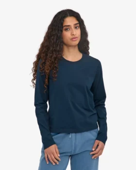 Bio-Langarm-T-Shirt für Damen – Marineblau