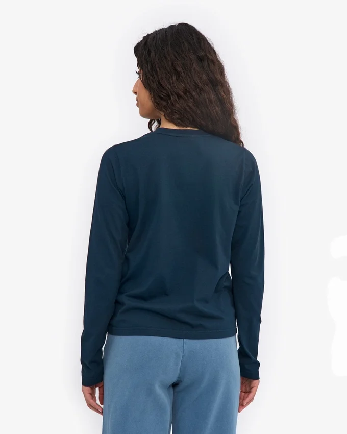 Bio-Langarm-T-Shirt für Damen – Marineblau