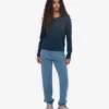 Bio-Langarm-T-Shirt für Damen – Marineblau