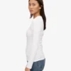 Bio-Langarm-T-Shirt für Damen mit Rippstrick – Optisches Weiß