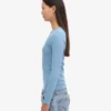 Bio-Langarm-T-Shirt für Damen mit Rippstrick – Seaside Blue