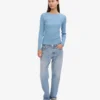 Bio-Langarm-T-Shirt für Damen mit Rippstrick – Seaside Blue