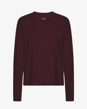 Bio-Langarm-T-Shirt für Damen – Oxblood-Rot