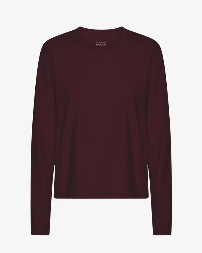 Bio-Langarm-T-Shirt für Damen – Oxblood-Rot