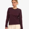 Bio-Langarm-T-Shirt für Damen – Oxblood-Rot