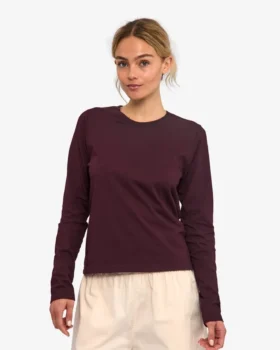Bio-Langarm-T-Shirt für Damen – Oxblood-Rot