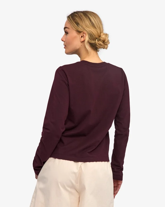 Bio-Langarm-T-Shirt für Damen – Oxblood-Rot