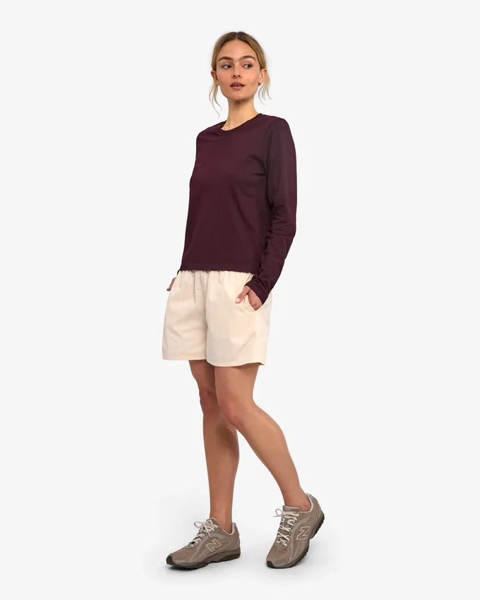 Bio-Langarm-T-Shirt für Damen – Oxblood-Rot