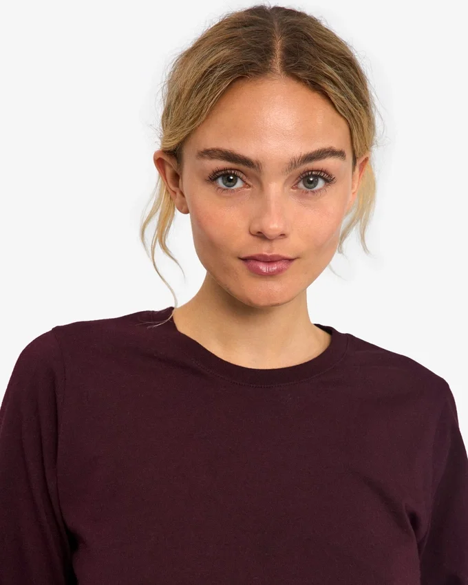 Bio-Langarm-T-Shirt für Damen – Oxblood-Rot