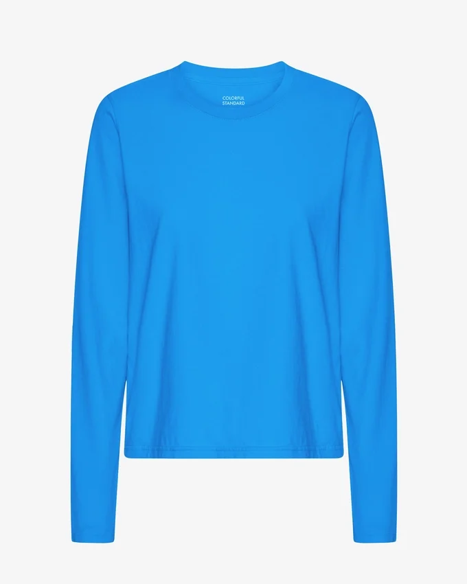 Bio-Langarm-T-Shirt für Damen – Pazifikblau