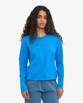Bio-Langarm-T-Shirt für Damen – Pazifikblau