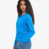 Bio-Langarm-T-Shirt für Damen – Pazifikblau
