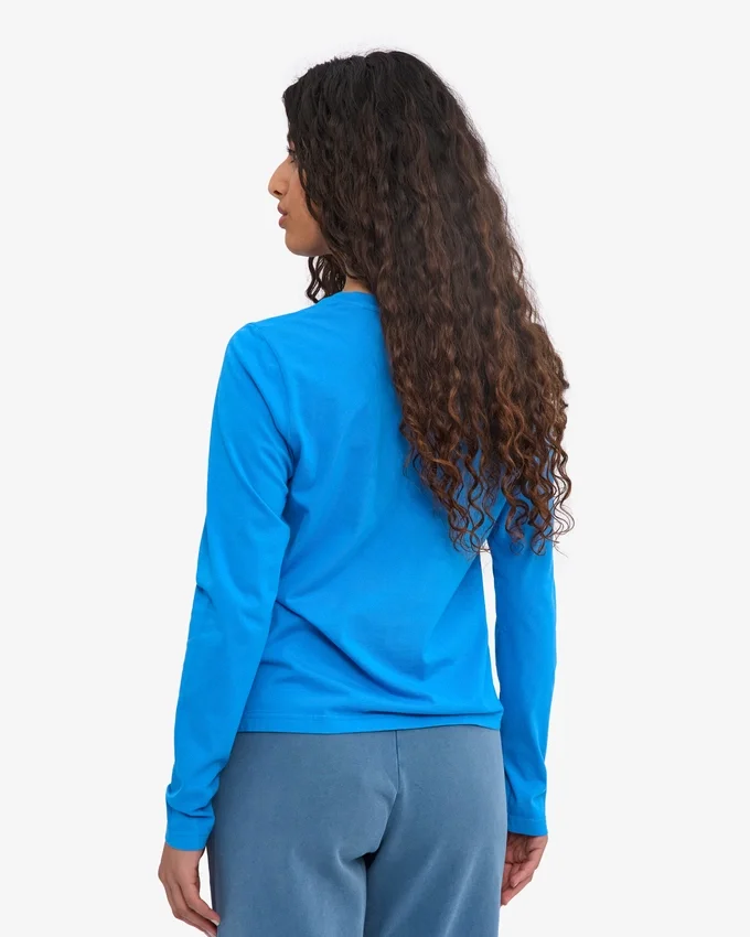 Bio-Langarm-T-Shirt für Damen – Pazifikblau