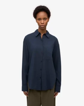 Bio-Oversize-Hemd – Marineblau