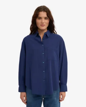 Bio-Oversize-Hemd – Marineblau