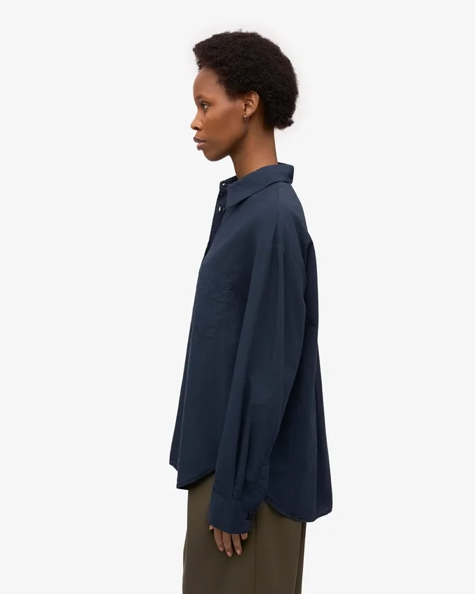 Bio-Oversize-Hemd – Marineblau