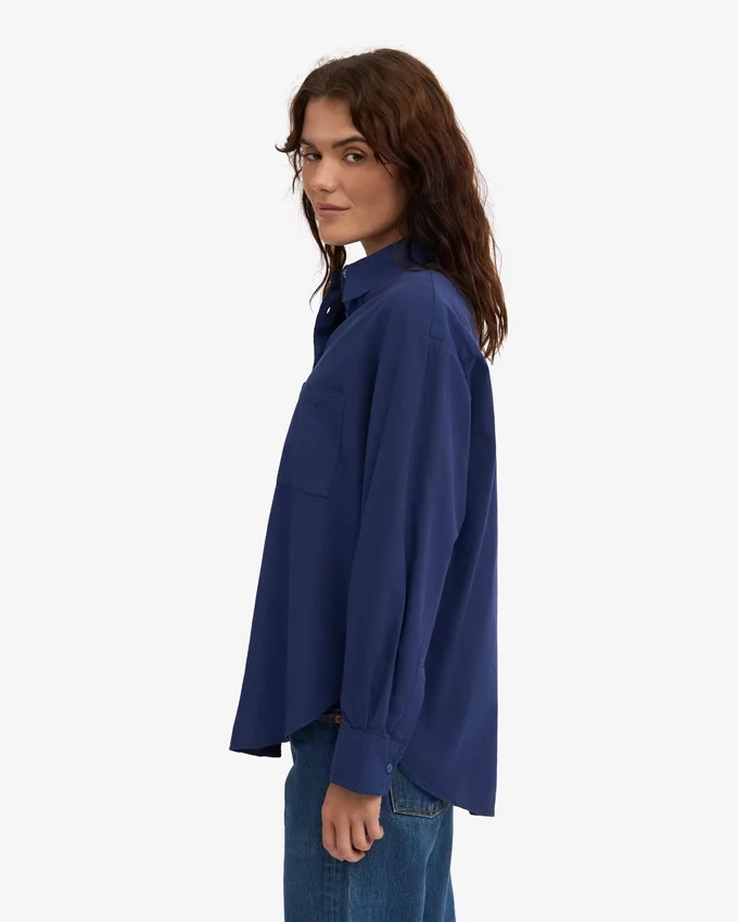 Bio-Oversize-Hemd – Marineblau