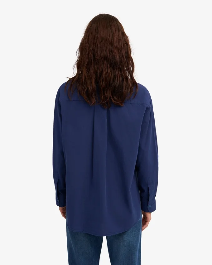 Bio-Oversize-Hemd – Marineblau