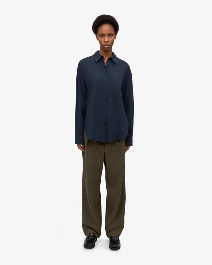 Bio-Oversize-Hemd – Marineblau