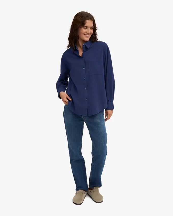 Bio-Oversize-Hemd – Marineblau