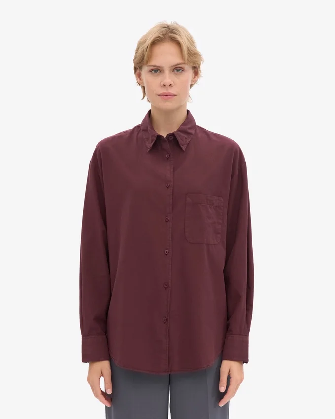 Bio-Oversize-Hemd – Oxblood-Rot