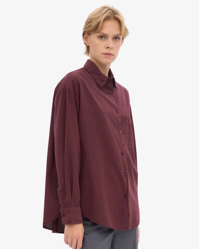 Bio-Oversize-Hemd – Oxblood-Rot