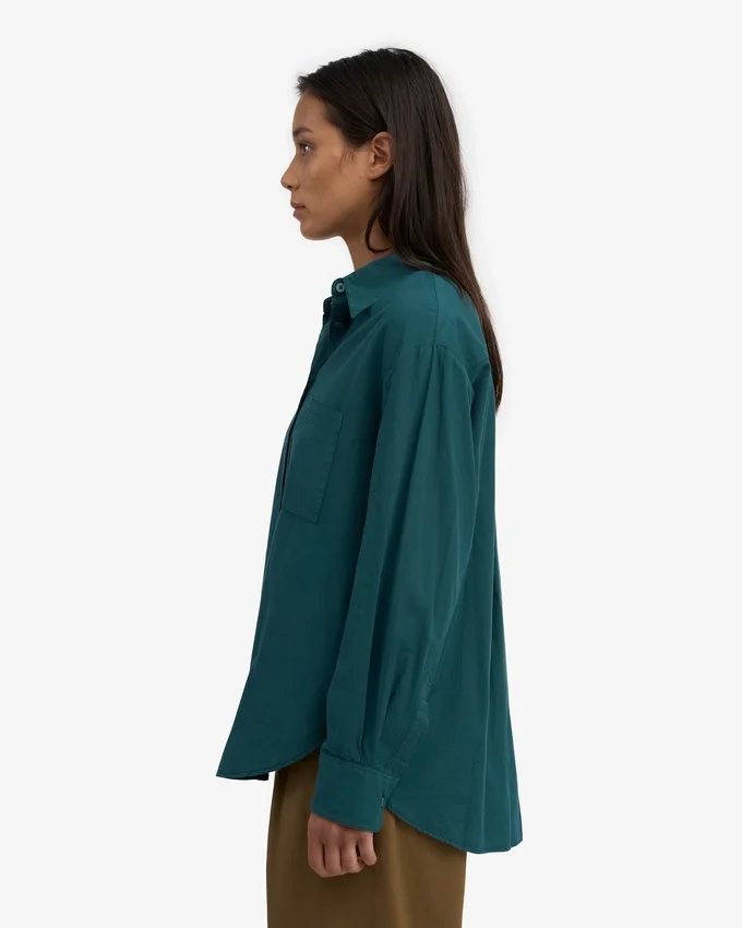 Bio-Oversize-Hemd – Ozeangrün