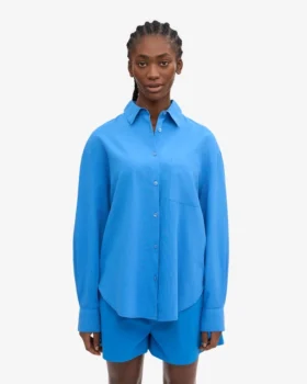 Bio-Oversize-Hemd – Pazifikblau