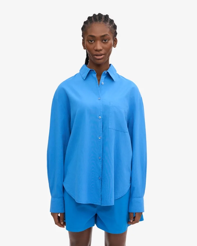 Bio-Oversize-Hemd – Pazifikblau