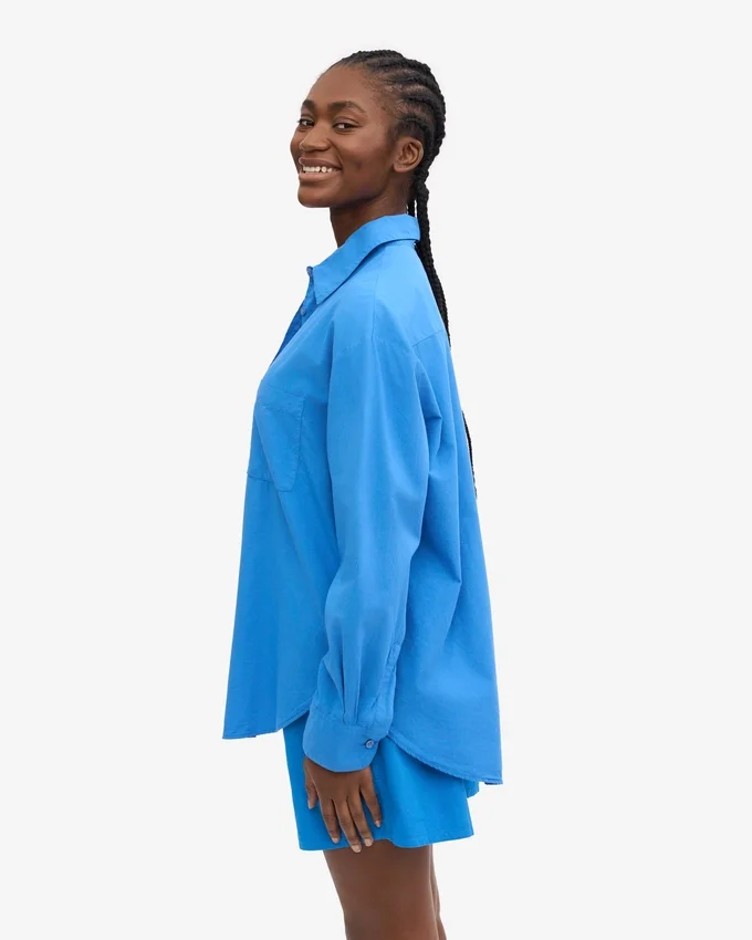 Bio-Oversize-Hemd – Pazifikblau