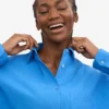 Bio-Oversize-Hemd – Pazifikblau