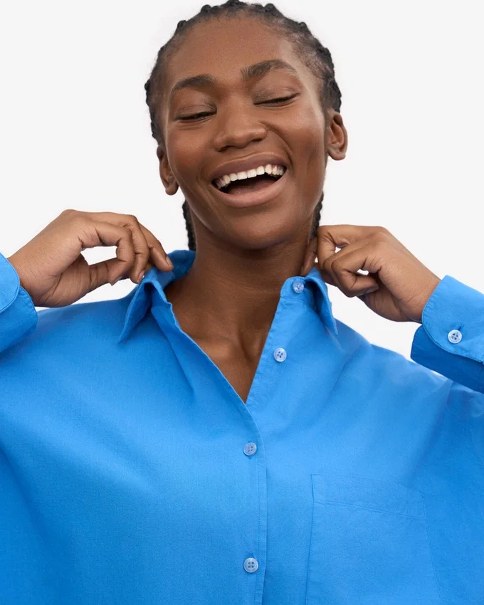 Bio-Oversize-Hemd – Pazifikblau
