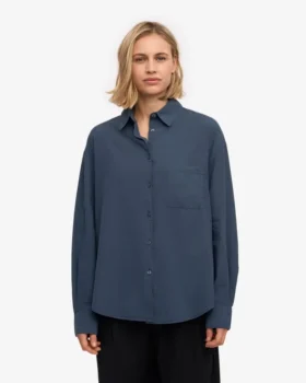 Bio-Oversize-Hemd – Petrolblau