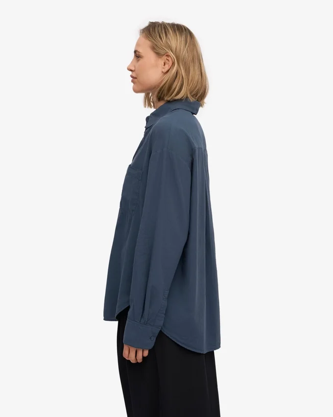 Bio-Oversize-Hemd – Petrolblau