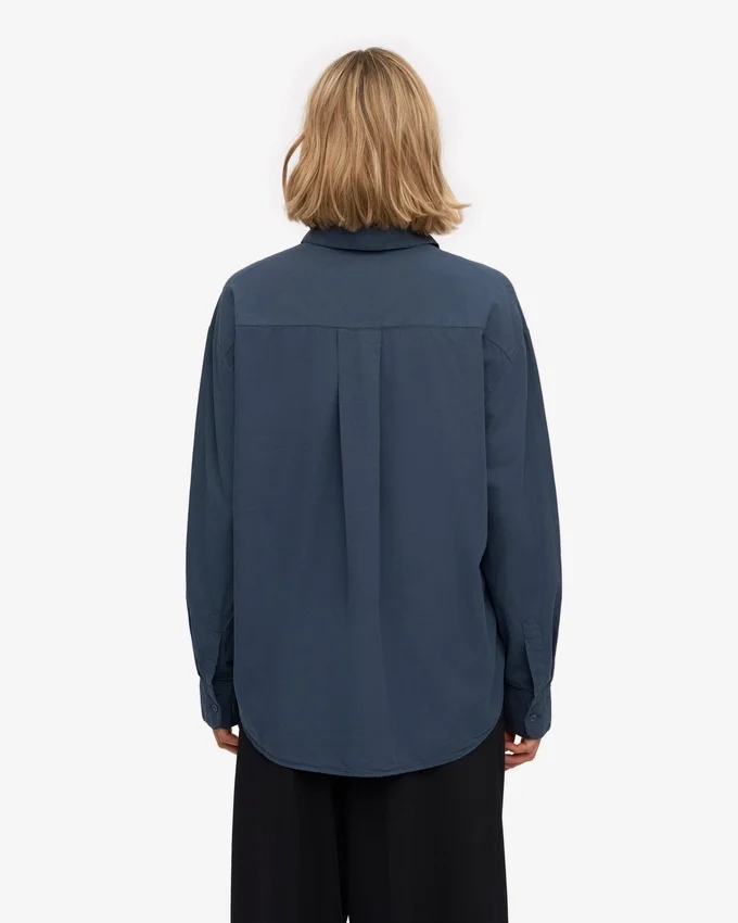 Bio-Oversize-Hemd – Petrolblau