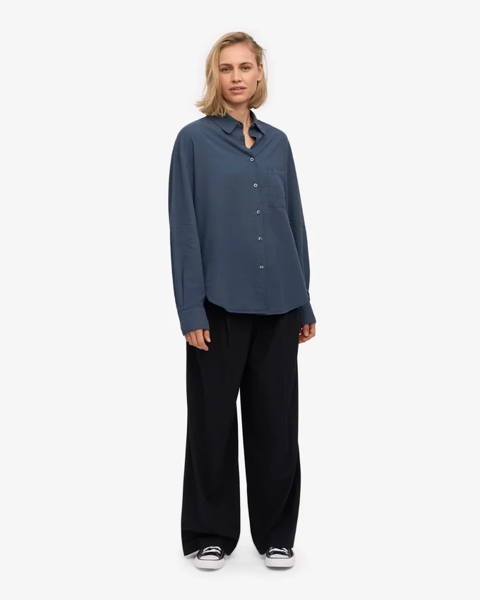Bio-Oversize-Hemd – Petrolblau