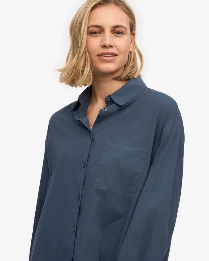 Bio-Oversize-Hemd – Petrolblau