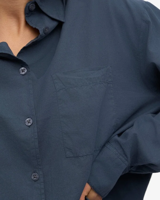 Bio-Oversize-Hemd – Petrolblau