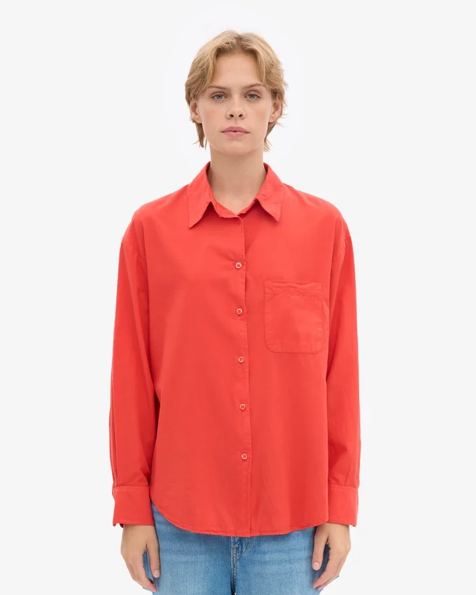 Bio-Oversize-Hemd – Red Tangerine