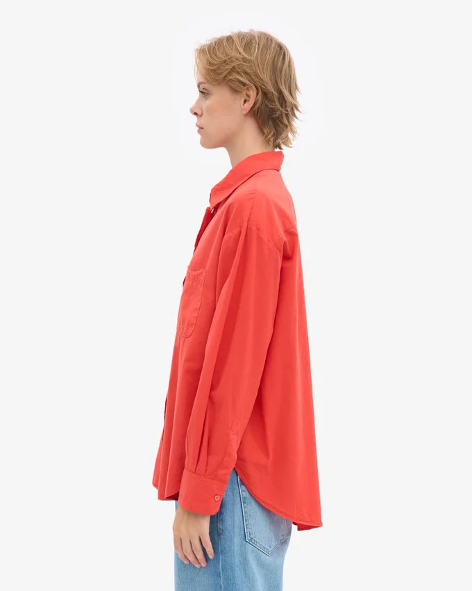 Bio-Oversize-Hemd – Red Tangerine