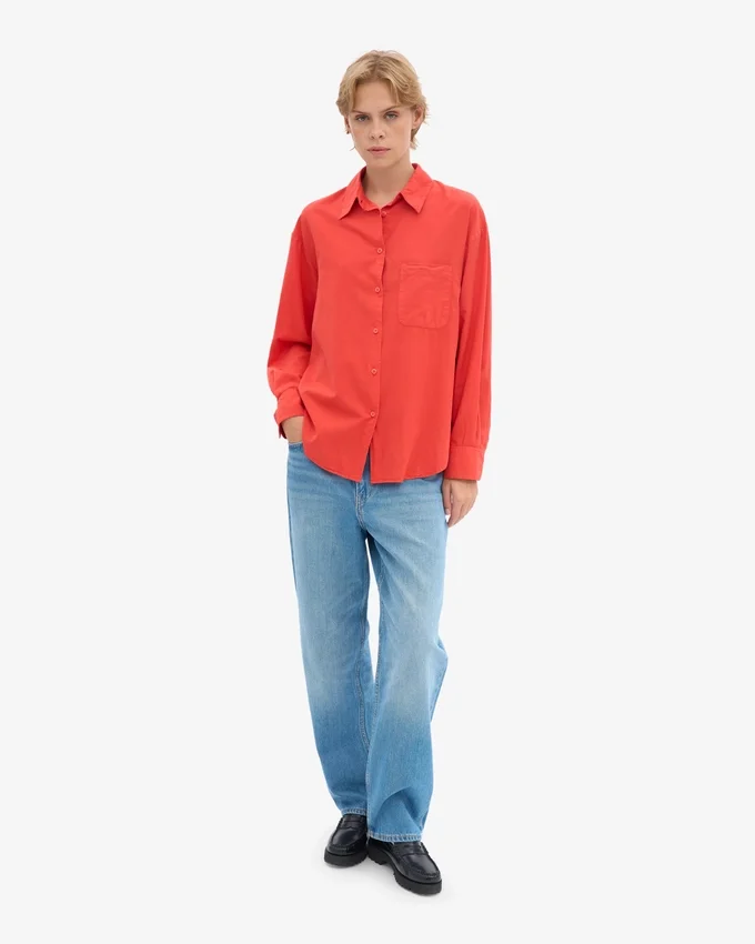 Bio-Oversize-Hemd – Red Tangerine