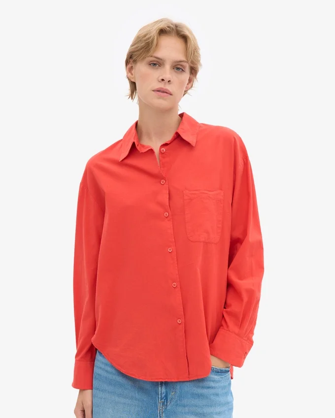 Bio-Oversize-Hemd – Red Tangerine